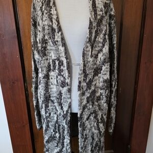 Lucky Brand Black & White Marled Open-Front Cardigan